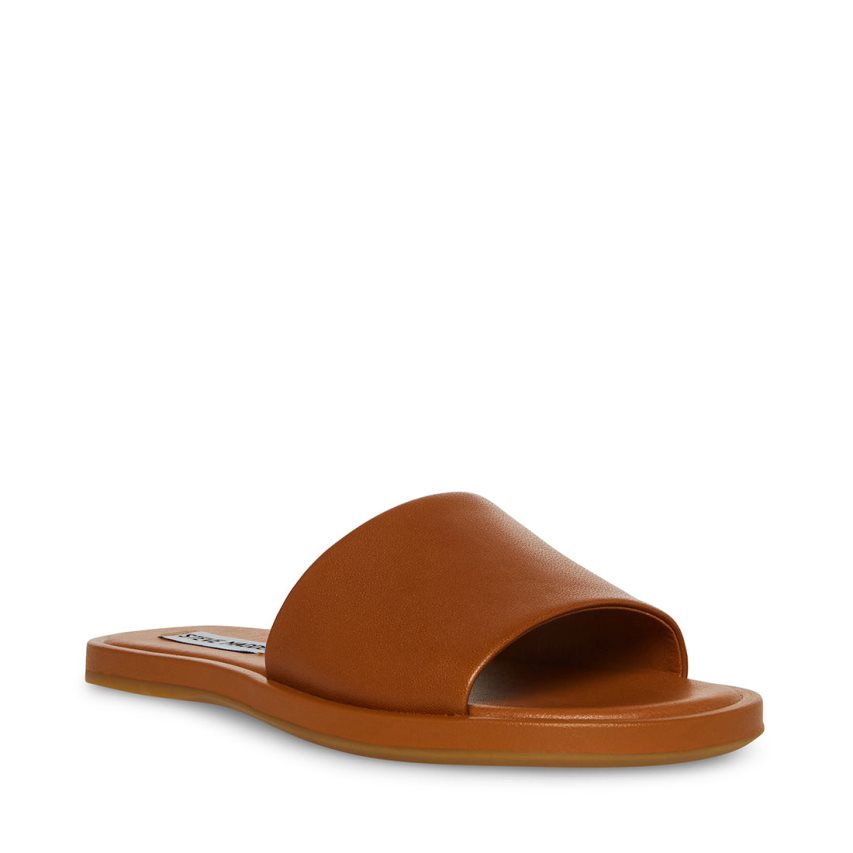 Sandalias de Diapositivas Steve Madden Kaya Cuero Mujer Marrones | ES YVS064